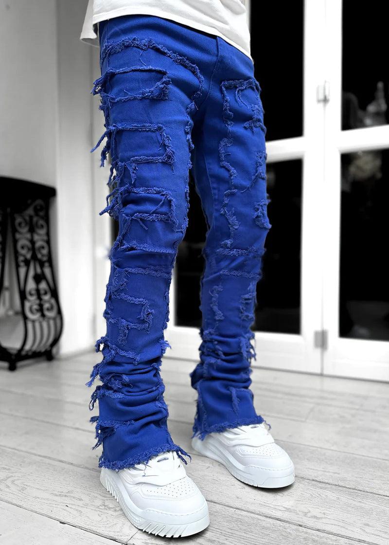 Men Trousers Individual Patched Pants - WOMONA.COM
