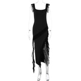 Female Summer Stringy Selvedge Stitching Temperament Dress - WOMONA.COM