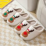 Winter Warm Home Christmas Elk Cotton Slippers - WOMONA.COM