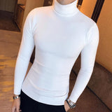 Slimming Solid Color Light Board Turtleneck Long Sleeve Sweater - WOMONA.COM