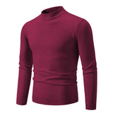 Round Neck Sweater Men's Winter Solid Color Slim Fit - WOMONA.COM