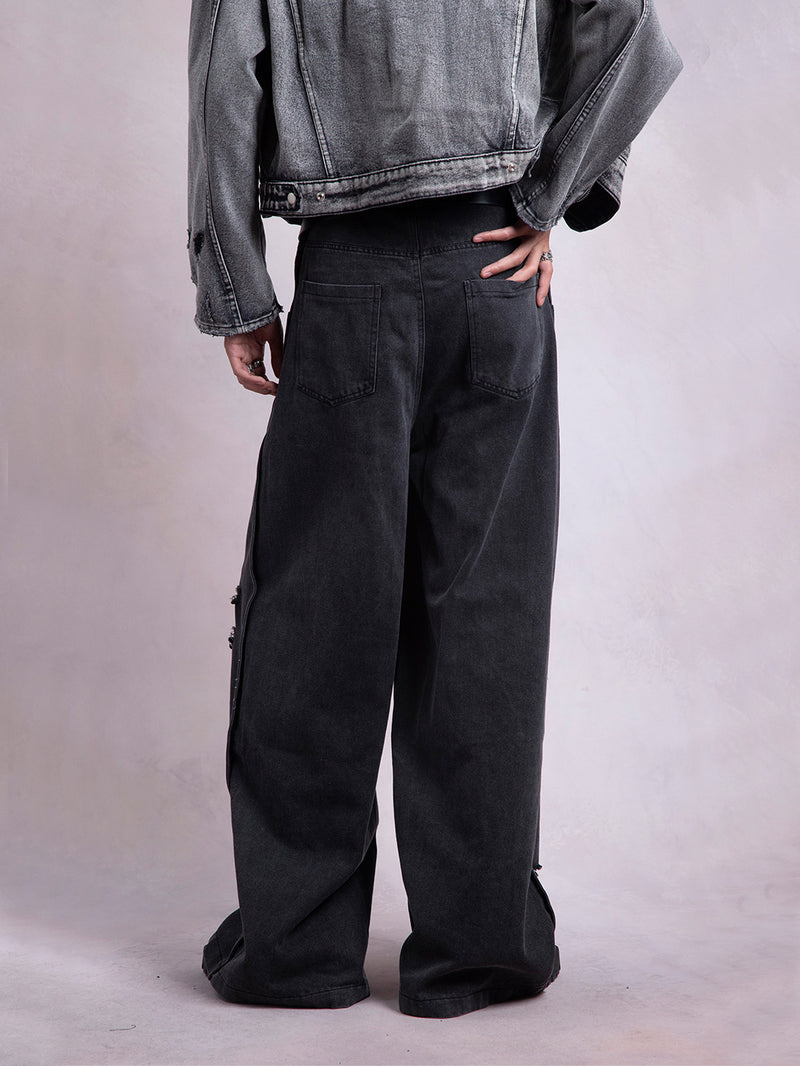 Irregular Design Broken Wide-leg Pants - WOMONA.COM