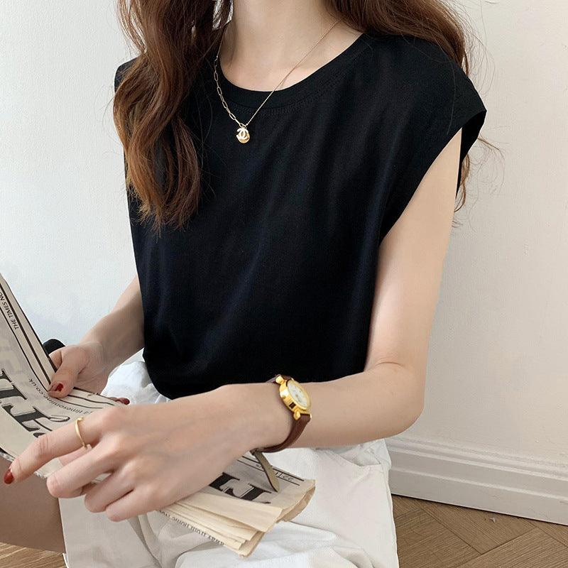 Fashion Black Vest T-shirt Top Outer Wear Ins - WOMONA.COM