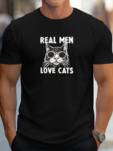 Camiseta creativa con estampado de gatos y mangas cortas para hombre, informal, de verano, para exteriores