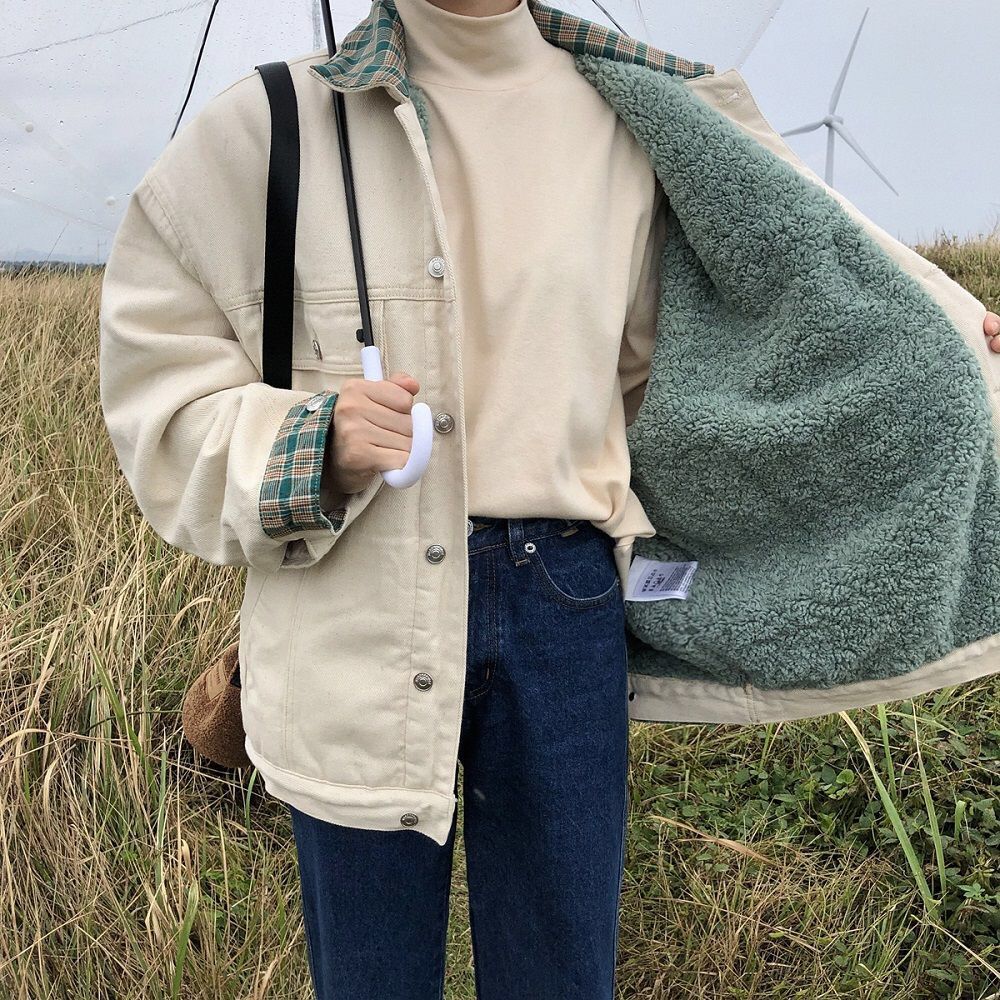 Women's Short Patchwork Denim Jacket with Polo Collar