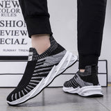 Sock Mesh Shoes Men Stripe Sneakers Lightweight Breathable Flat Shoes - WOMONA.COM