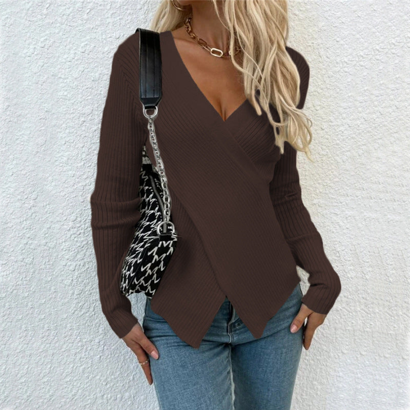 Irregular Cross Sweater Women's Top - WOMONA.COM