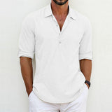 Solid Color Polo Collar Leisure Fashion Tops - WOMONA.COM