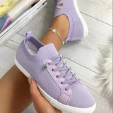 Flat Lace-Up Fly Woven Mesh Breathable Shoes - WOMONA.COM