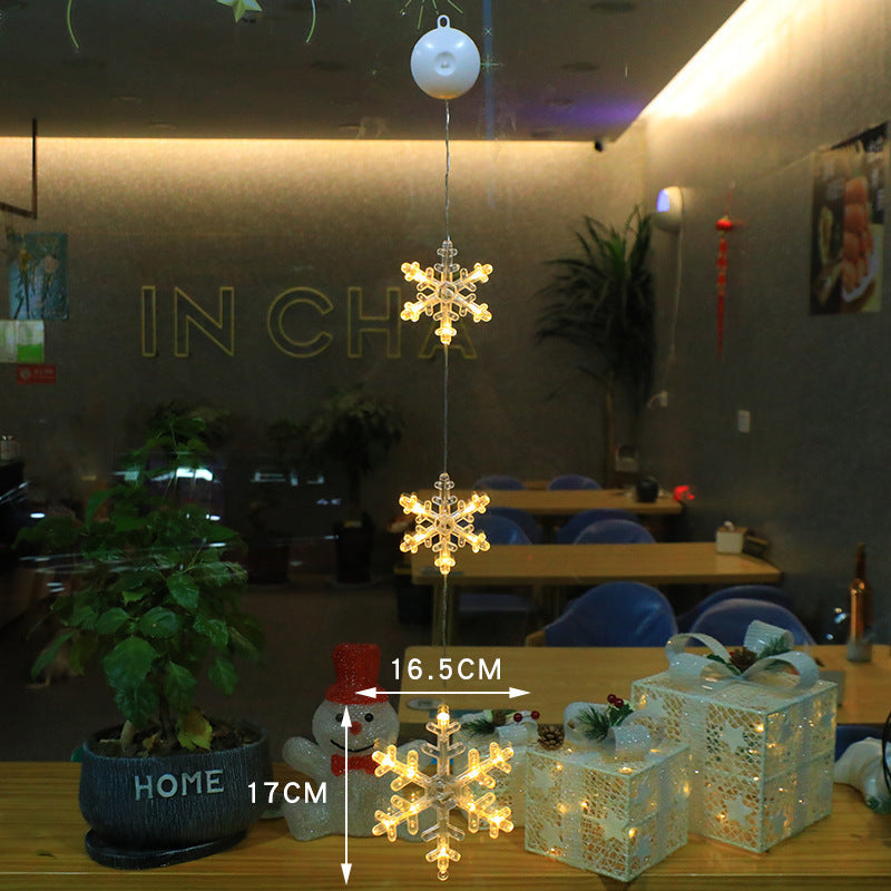 Christmas 3pcs LED Light Star Xmas Tree Hanging Sucker Lamp