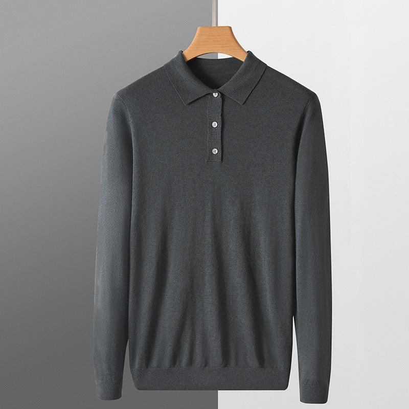 Men's Fashion Polo Collar Woolen Sweater - WOMONA.COM