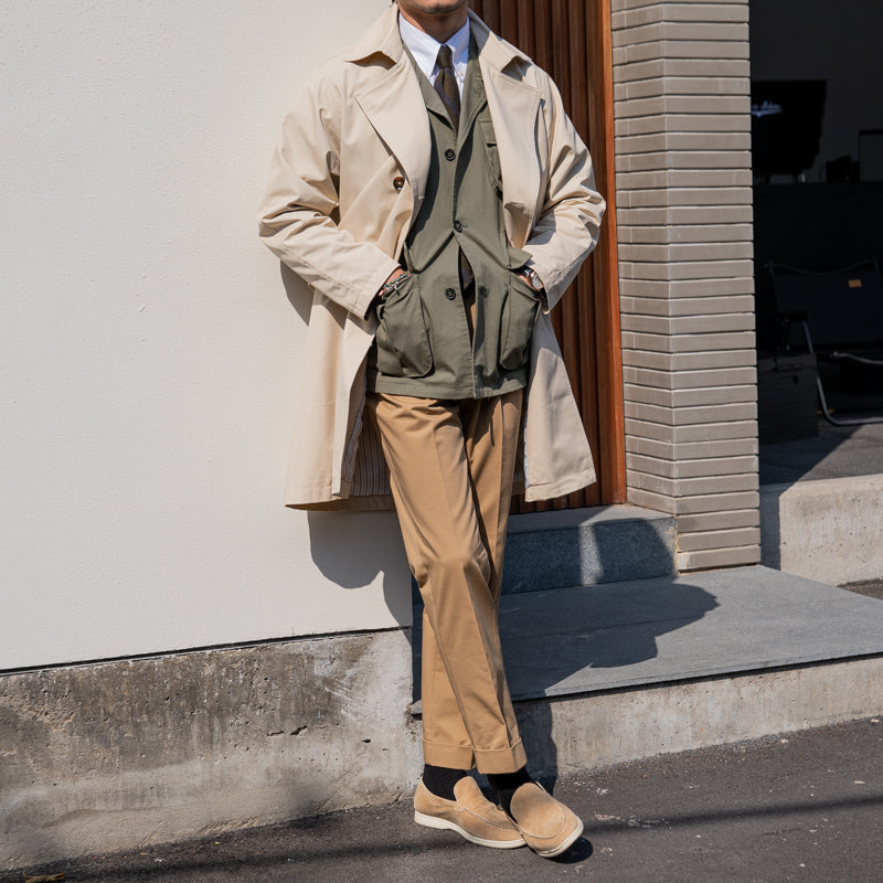 Men's Mid-length Cotton Double Breasted Trench Coat - WOMONA.COM