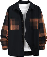 New Plaid Colorblock Long Sleeve Men's Casual Shirt - WOMONA.COM