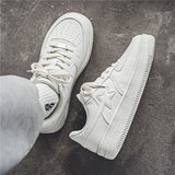 Thick Soled White Casual Sneakers For Men - WOMONA.COM