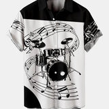 Mens Music Drum Splicing Casual Shirt - WOMONA.COM