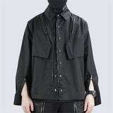 Men's Long Sleeve Loose Functional Deconstructed Work Shirt - WOMONA.COM