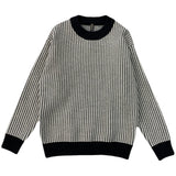 Round Neck Base Slim Fit Pullover Thick Plaid Sweater - WOMONA.COM