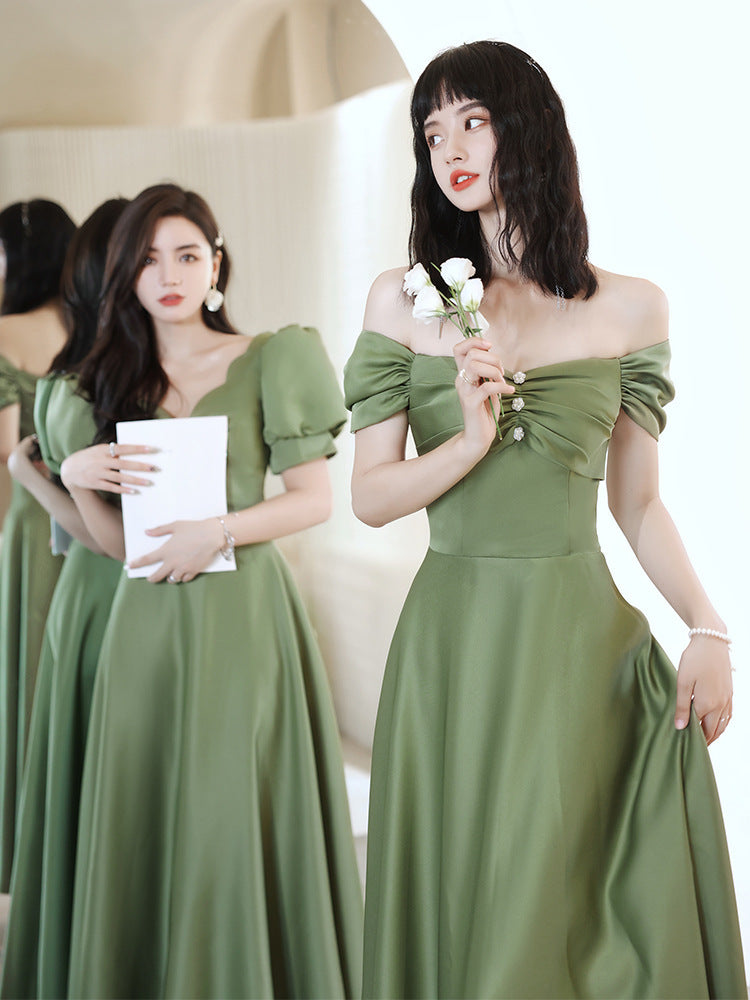 Vestido de grupo de hermanas verde aguacate