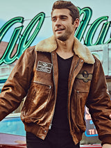 Men's Fur Collar With Cotton Leather Jacket - WOMONA.COM