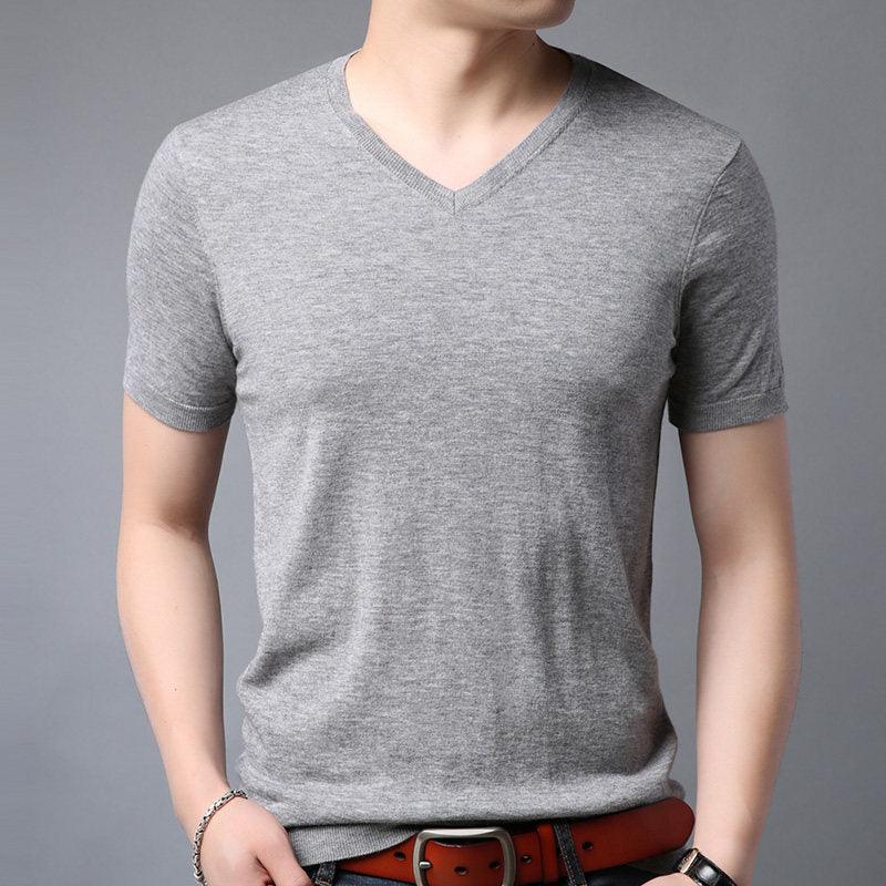 Wool Spring Short-sleeved T-shirt Men - WOMONA.COM