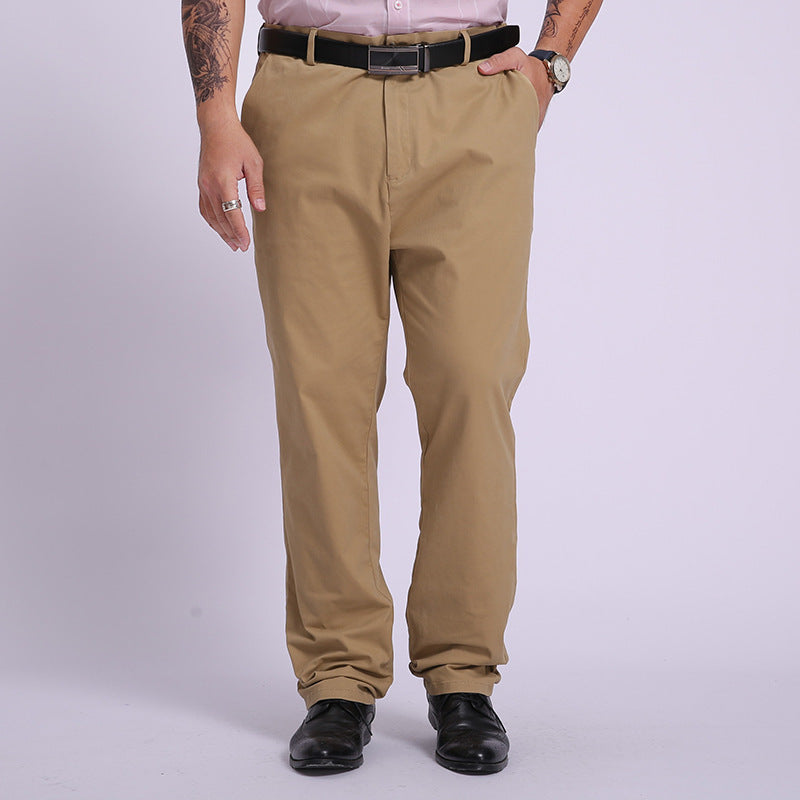Men's oversized casual trousers, khaki, with belt loops and zip fly