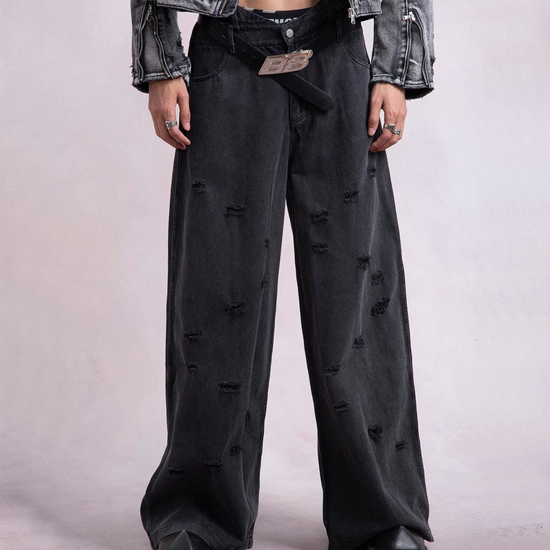 Irregular Design Broken Wide-leg Pants - WOMONA.COM