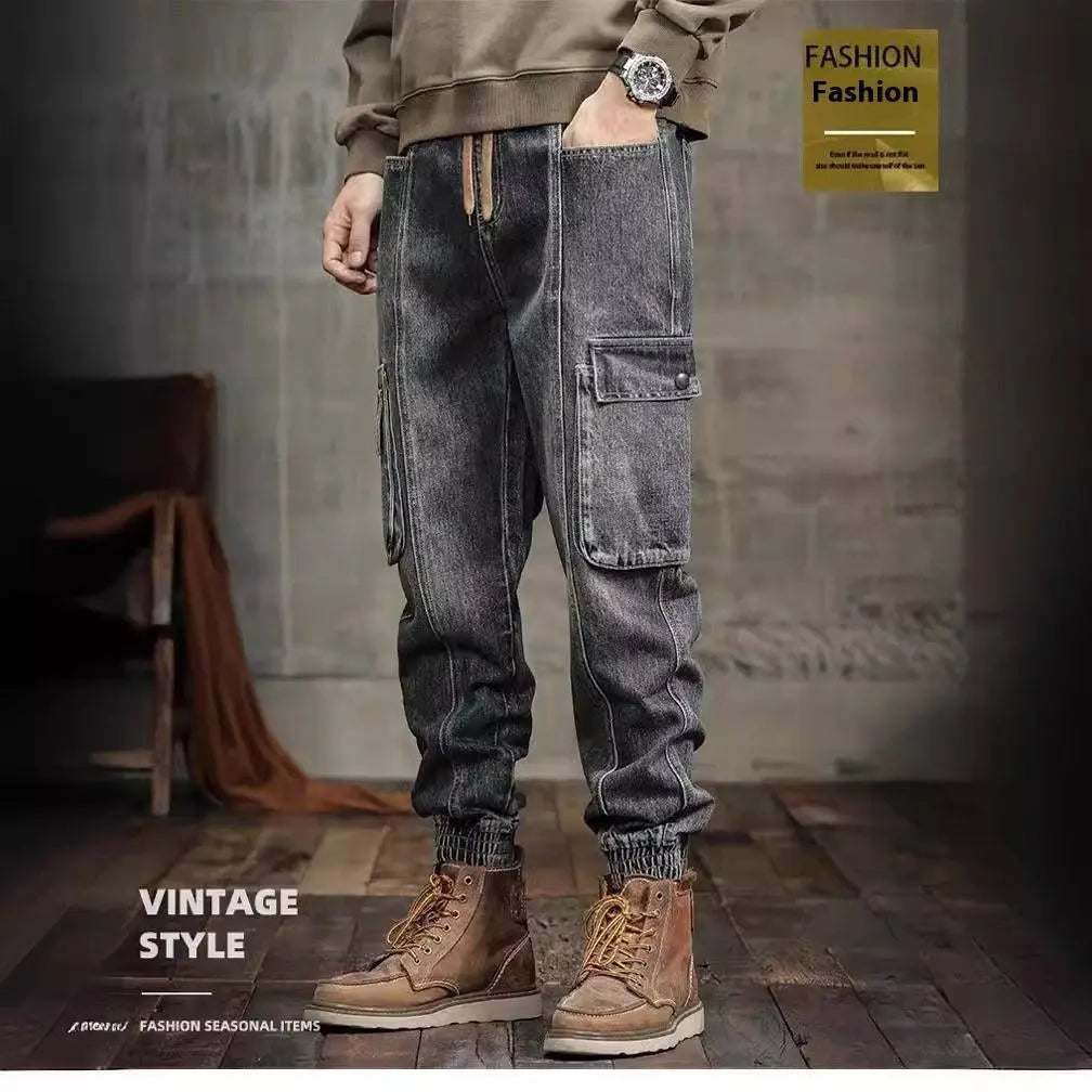 American Retro Ankle-tied Jeans Men - WOMONA.COM