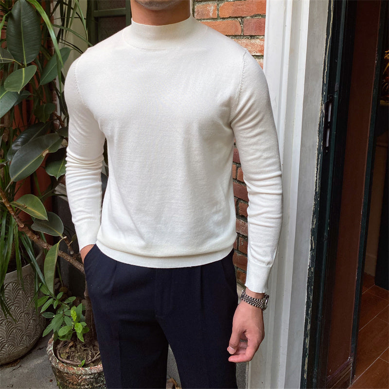 Fleece Semi-turtleneck Slim Knit Vintage - WOMONA.COM