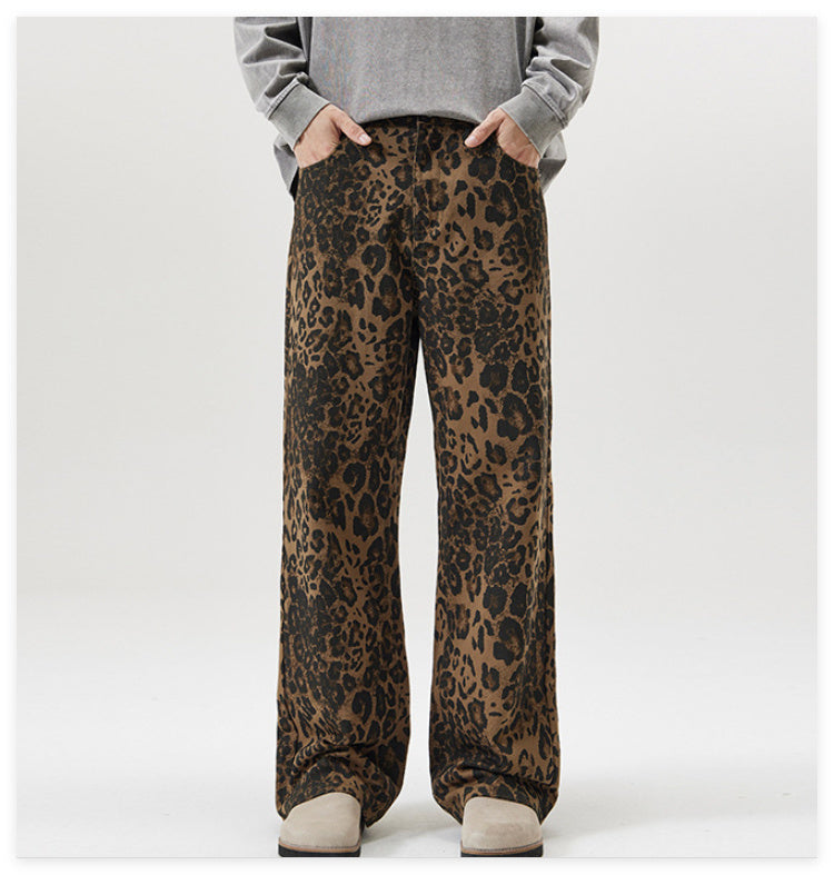 American Vintage Leopard Print Jeans For Men - WOMONA.COM