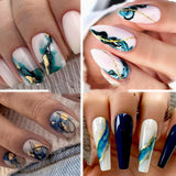 Marble-edged Eyes Love-backed Glue Nails - WOMONA.COM