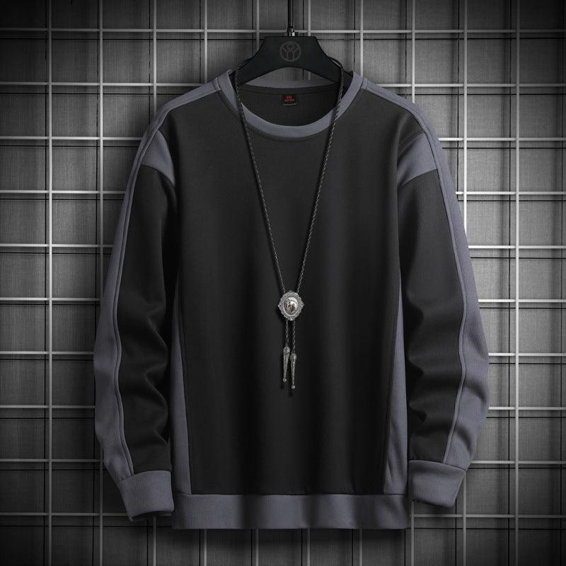 Rib Stitching Crew Neck Pullover Sweatshirt - WOMONA.COM