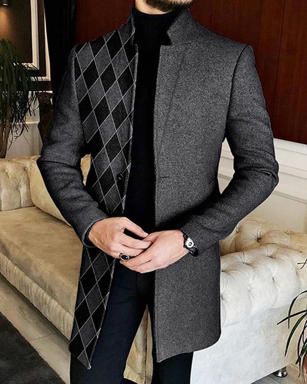 European And American New Men's Woolen Coat - WOMONA.COM