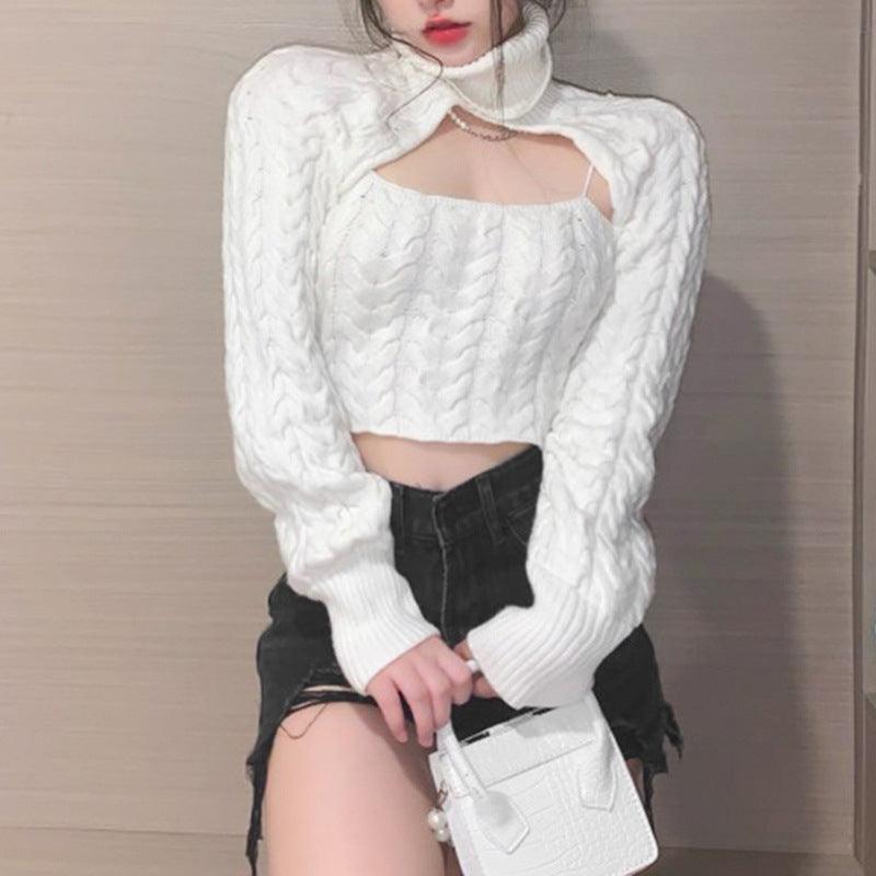 Women's High Collar Jacket and Vest Set