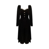 Velvet Dress Slim Fit Slimming French Gold Long Sleeve Dress - WOMONA.COM