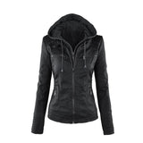 Women's Short Leather Pu Leather Jacket - WOMONA.COM