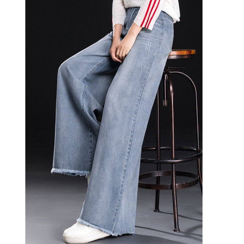 Raw Hem Wide Legs Jeans For Women - WOMONA.COM