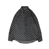 Checkerboard Men's Long-sleeved Spring Japanese Loose Coat Shirt - WOMONA.COM