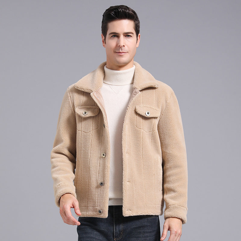 Men's faux fur fleece utility jacket