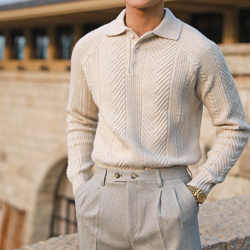 Men's Thickened Warm Base Sweater With Lapel - WOMONA.COM