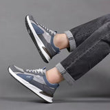 Herrenschuhe mit Farbblock-Mesh-Muster, modische, lässige Sneakers zum Schnüren