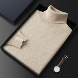 Men's High Lapel Casual Knitted Solid Color Cashmere Sweater - WOMONA.COM