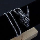 Stainless Steel Necklace Long Horn Pendant Necklace - WOMONA.COM