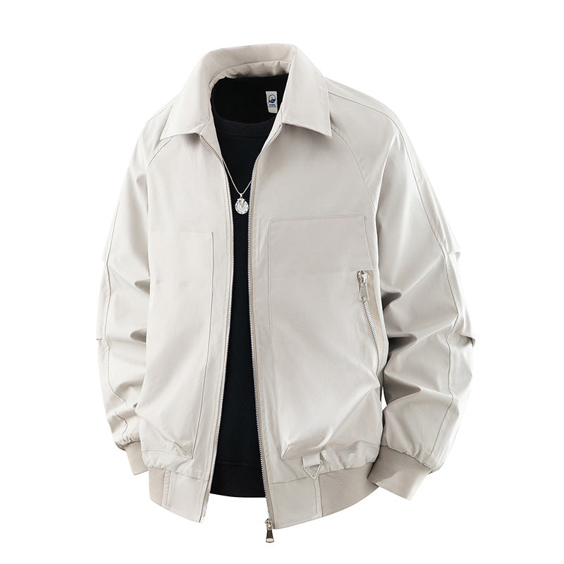 Men's Relaxed Collared Pilot Jacket, Khaki - product view 1