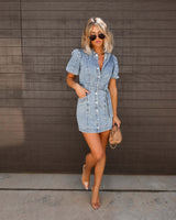 Loose Fashion Denim Short Sleeve Dress - WOMONA.COM