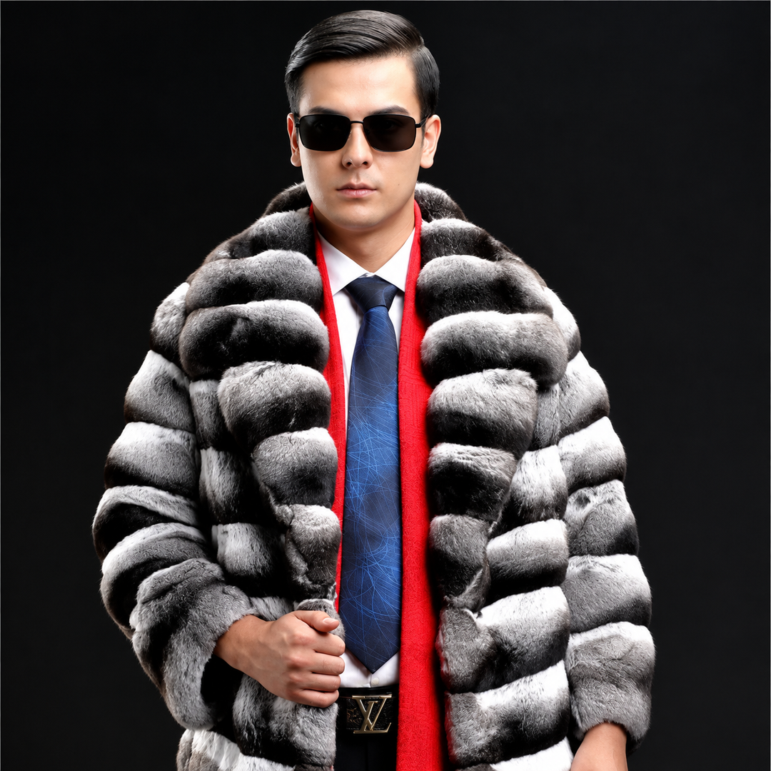 Men's Zebra Print Faux Fur Mid-Length Coat