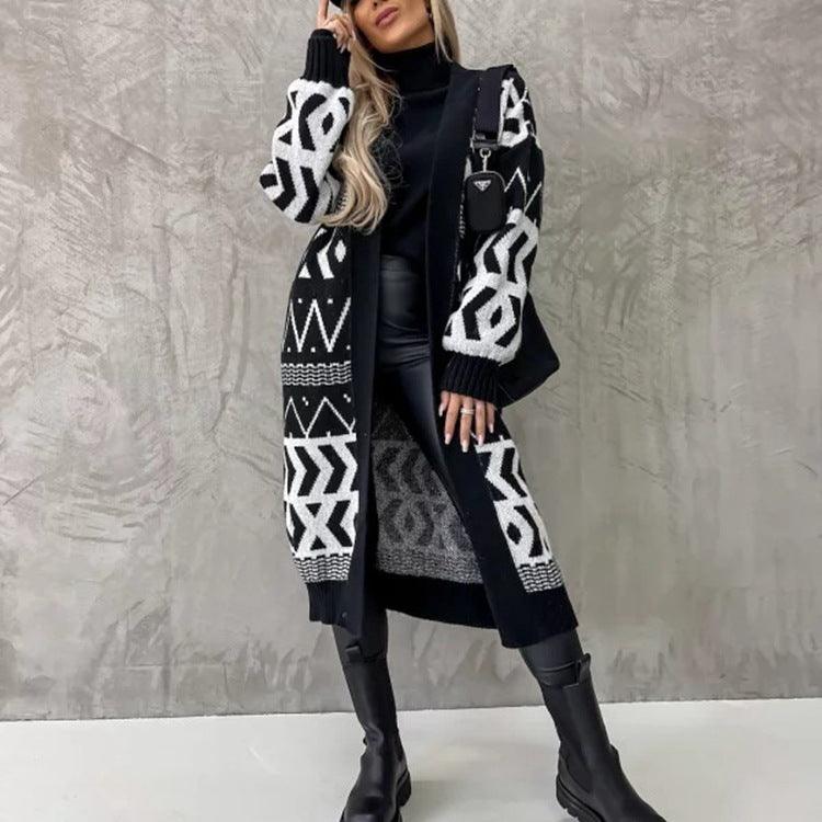 Long Sleeve Button Knitted Sweater Coat Cardigan - WOMONA.COM