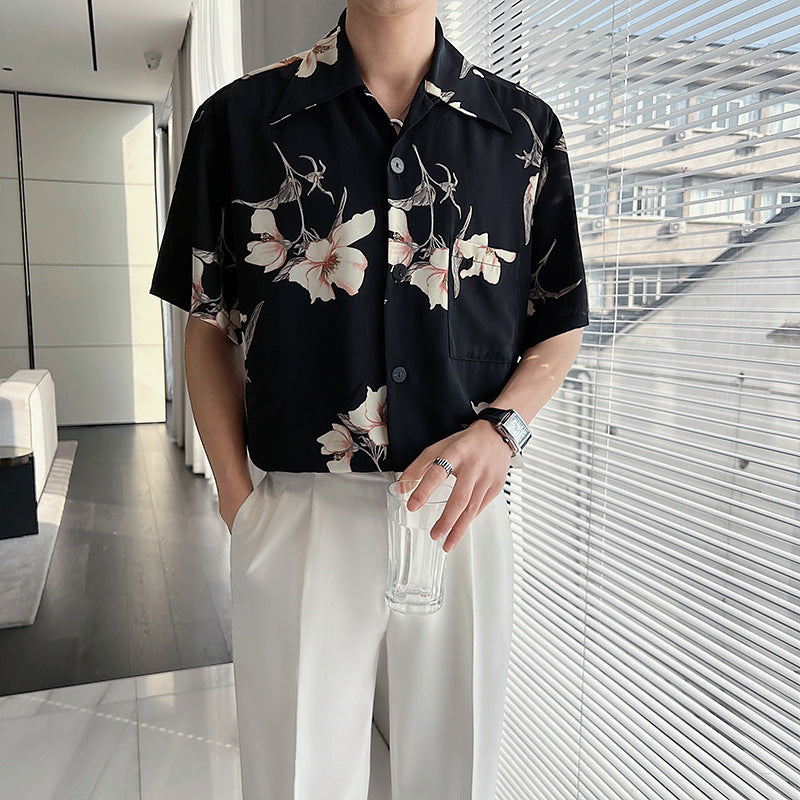 Summer Drape Thin Floral Shirt For Men - WOMONA.COM