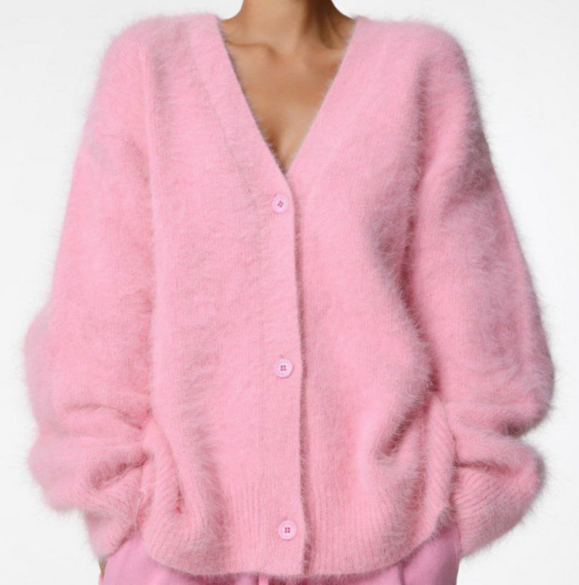 Women's relaxed V-neck button cardigan