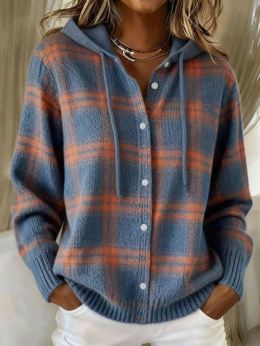 Women's printed hooded cardigan