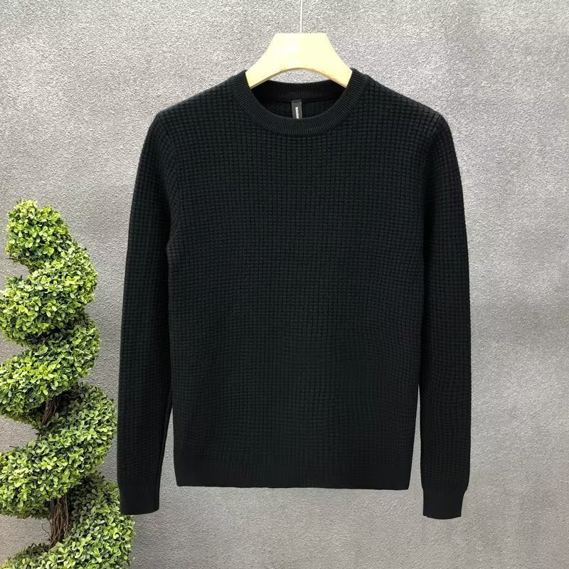 Loose Round Neck Sweater Men's Knitted Shirt - WOMONA.COM